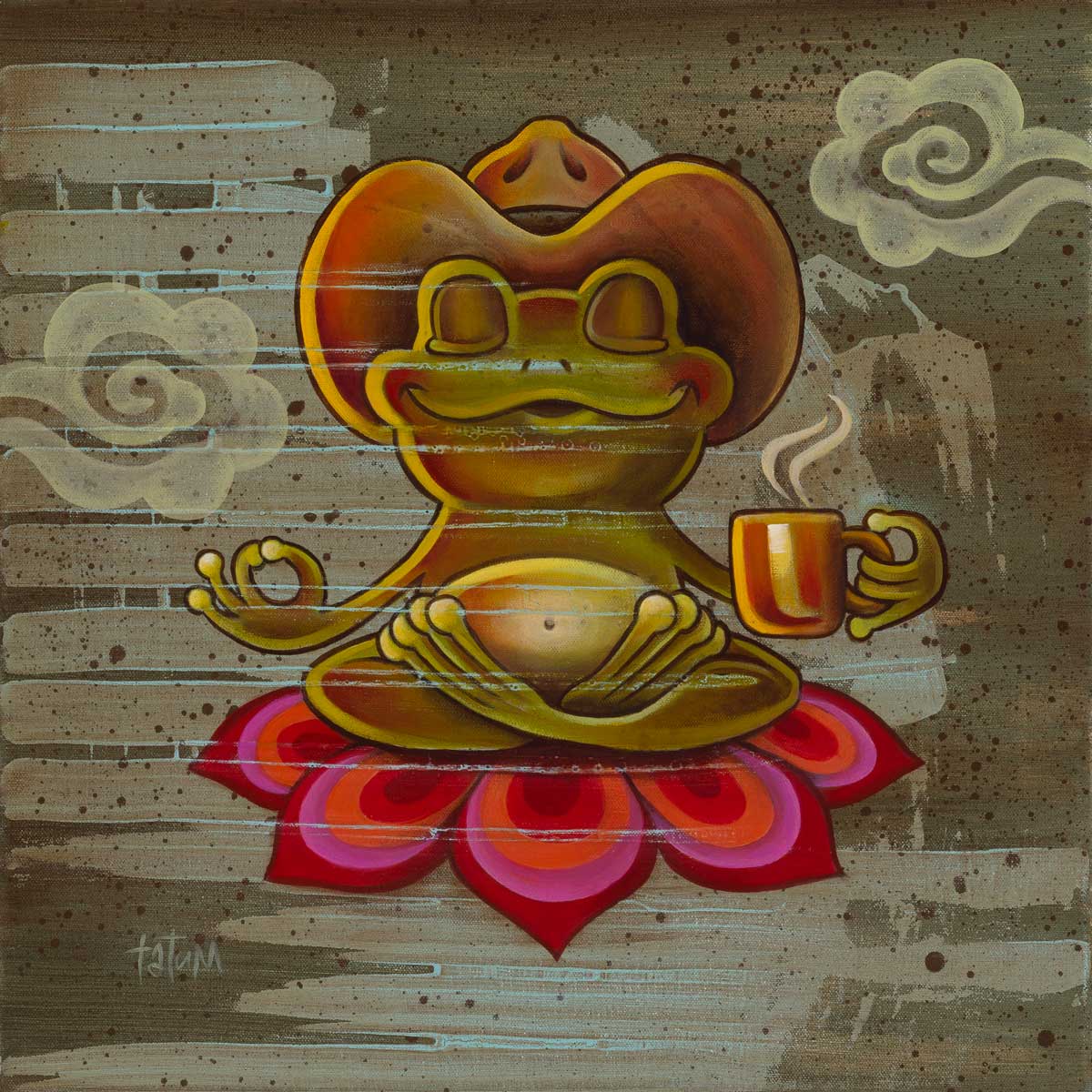 Zen Frog with Coffee