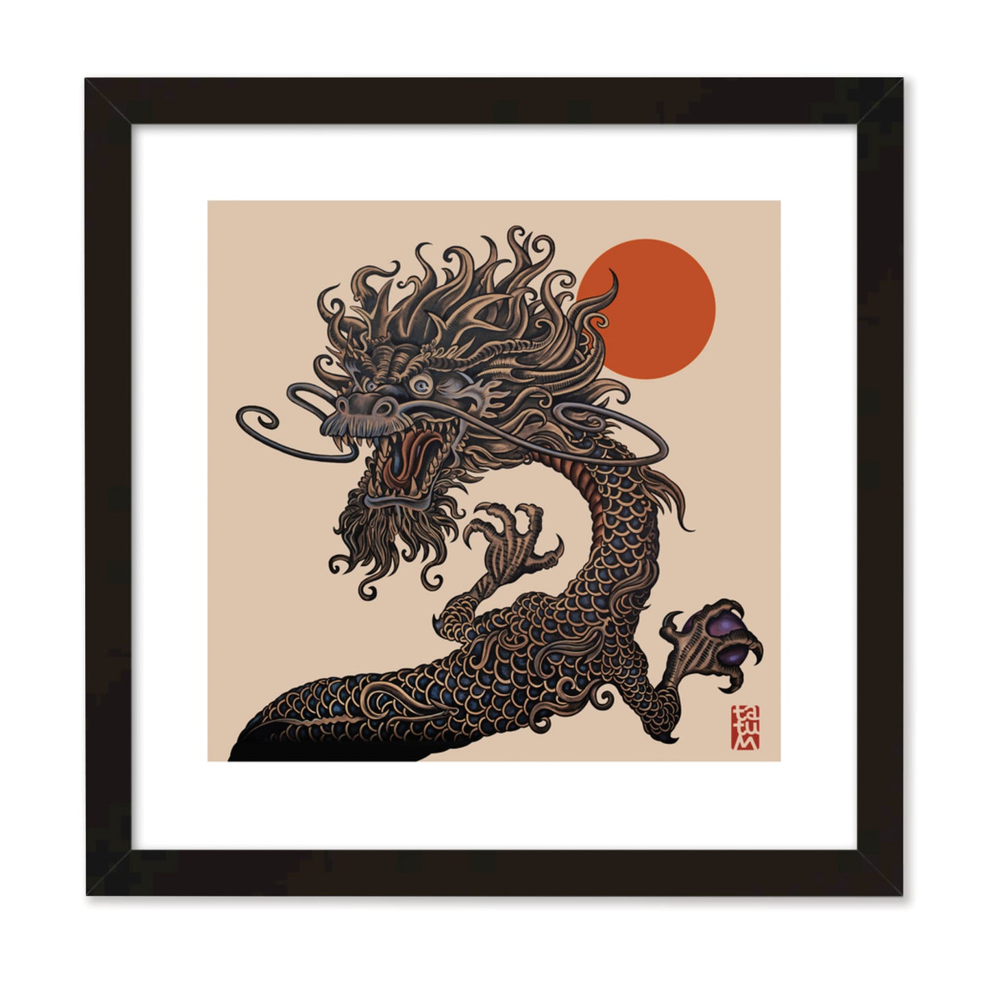 Tattoo Dragon Square Giclee Print