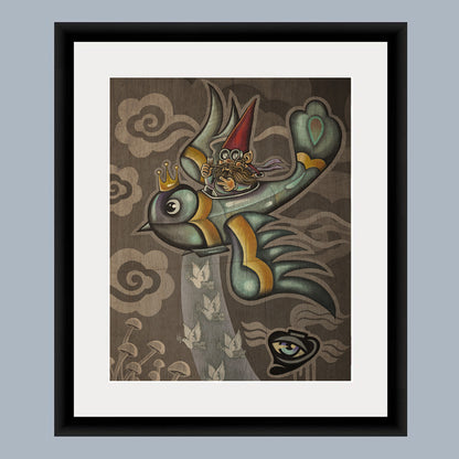 Flying Gnome Dropping Peace Bombs - Choice Goods Gallery
